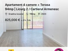 Apartament 4 camere + Terasa 94mp | Licurg 2 / Cartierul Armenesc